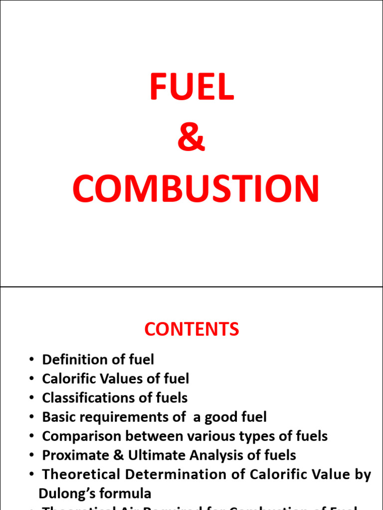 Fuels & Combustion Notes PDF Fuels Combustion