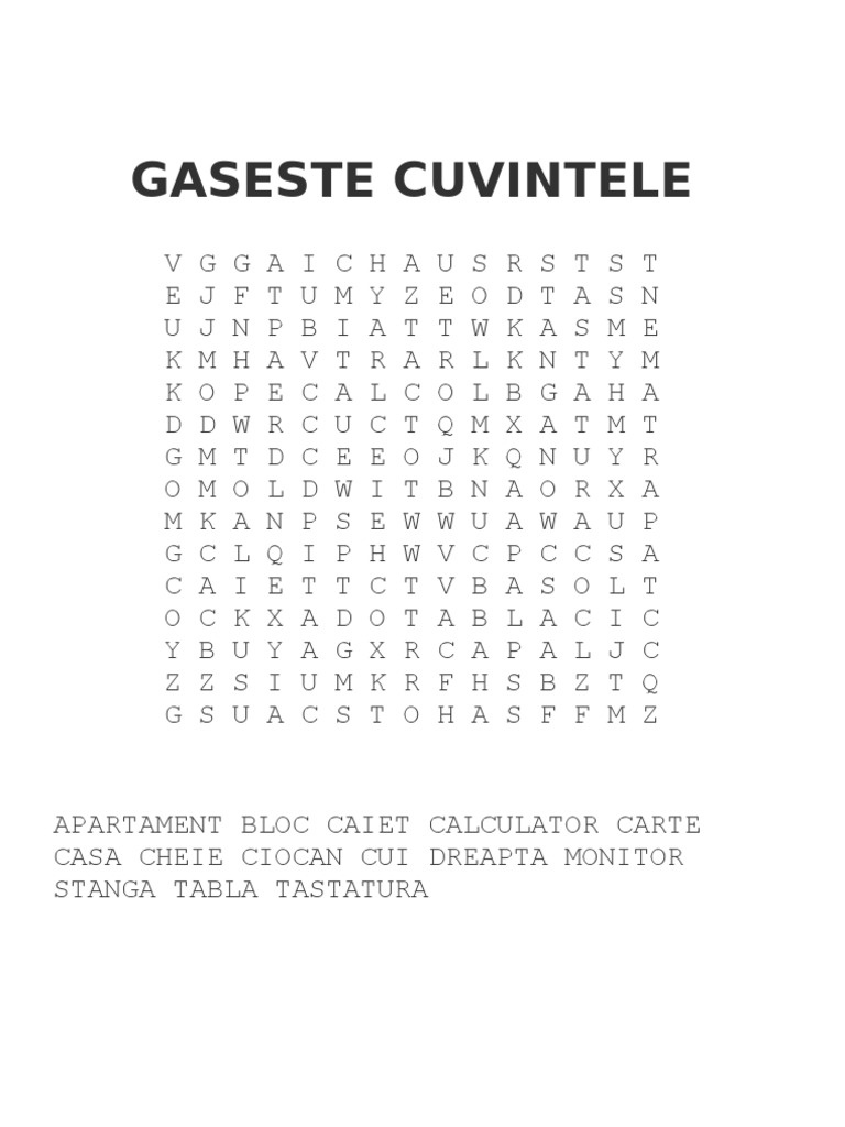 Gaseste Cuvintele | PDF