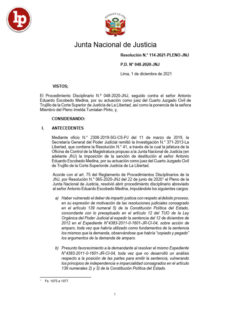 Resolucion 114 2021 Pleno Jnj Lpderecho Pdf Posesión Ley El