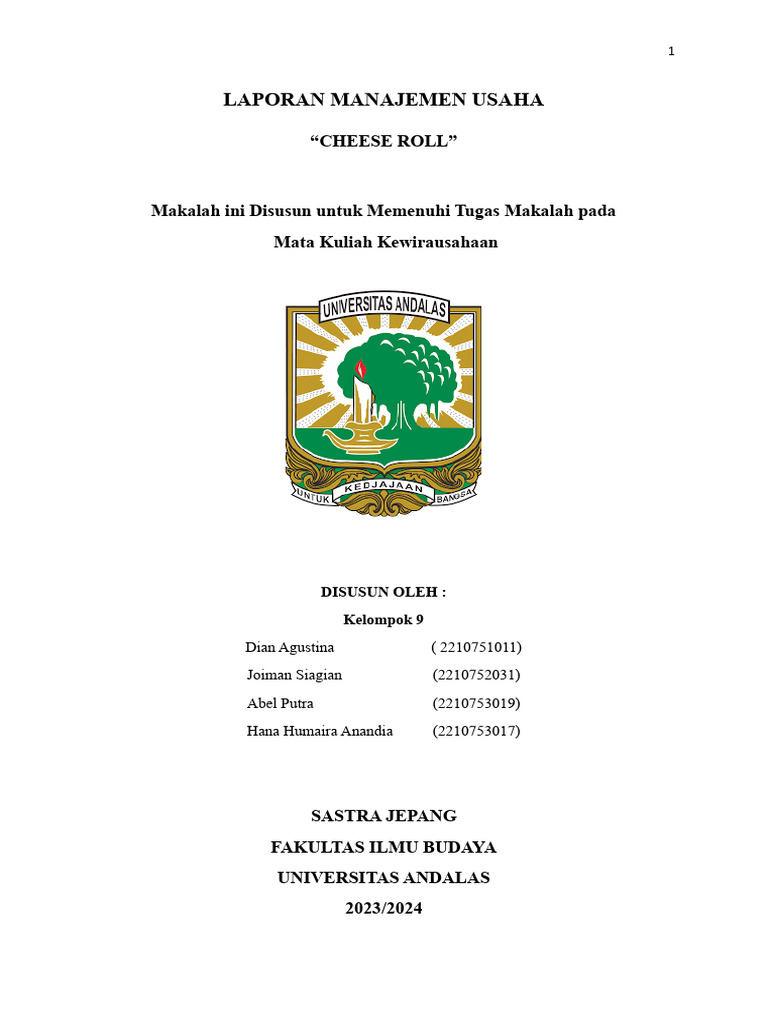 Kelompok 9 Laporan Manajemen Usaha Pdf