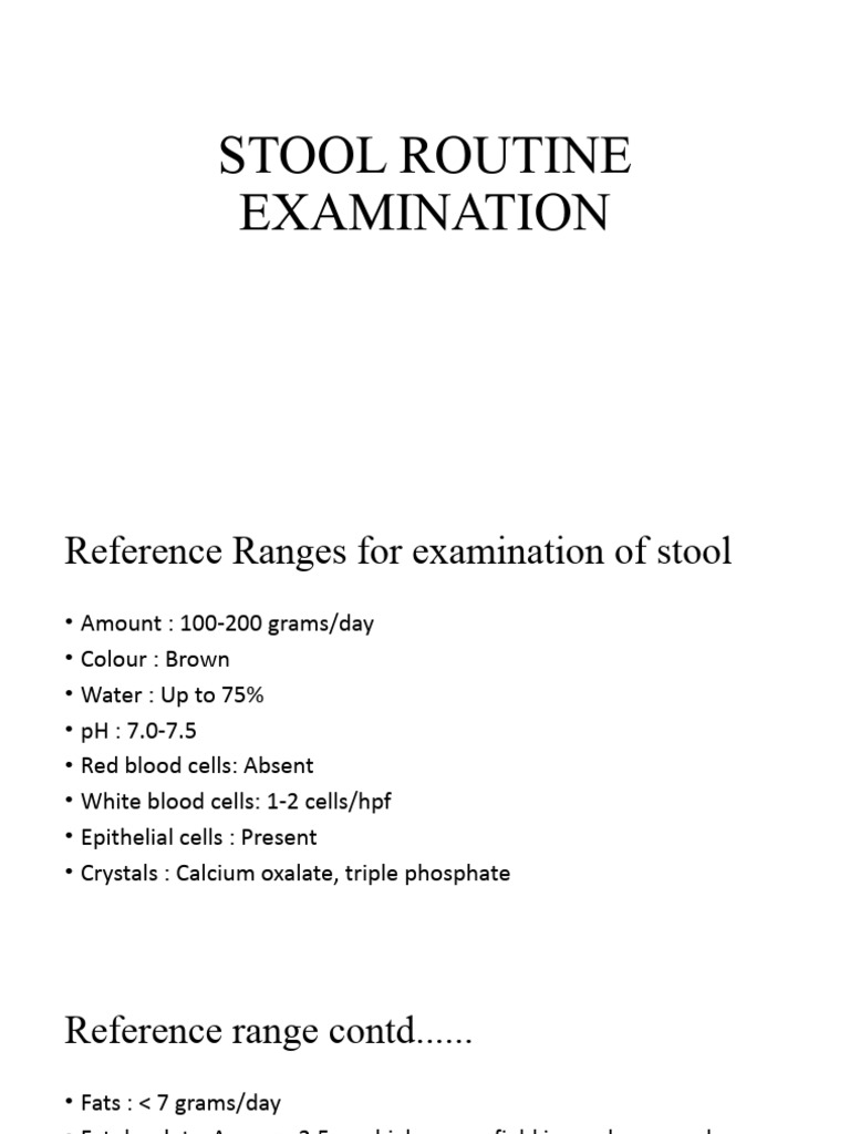 Stool Routine Examination PDF Human Feces Clinical Medicine