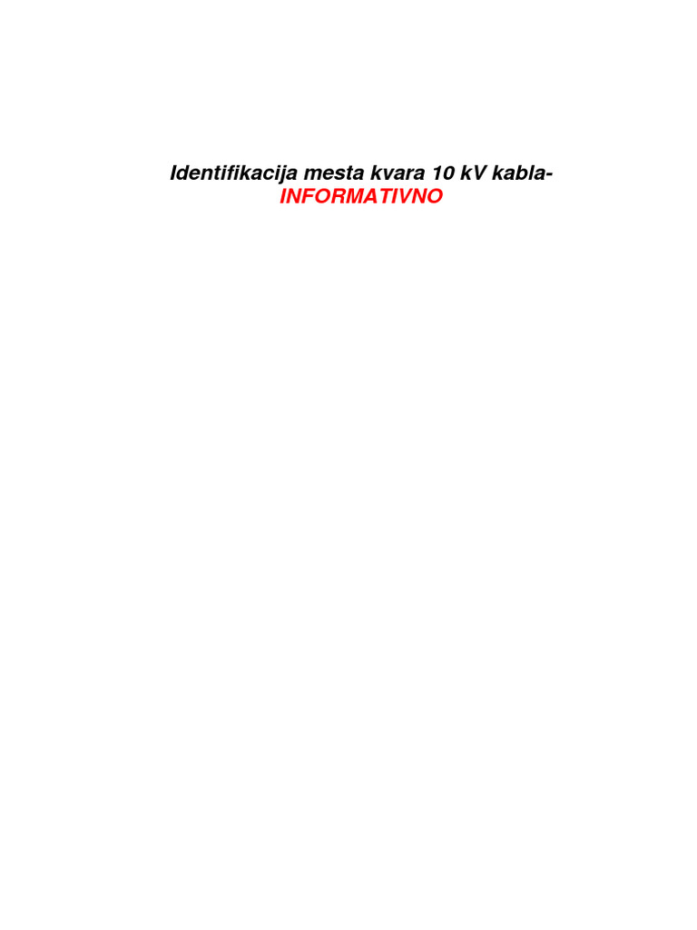 Identifikacija 10kV Kabla Koji Je U Kvaru | PDF