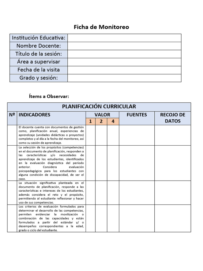 Ficha de Monitoreo | PDF | Crecimiento personal y profesional | Negocios