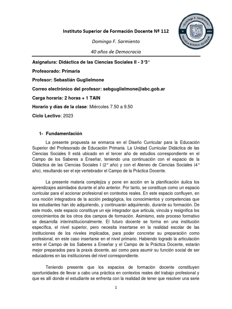 Didáctica de Ciencias Sociales II | PDF | Plan de estudios | Enseñando