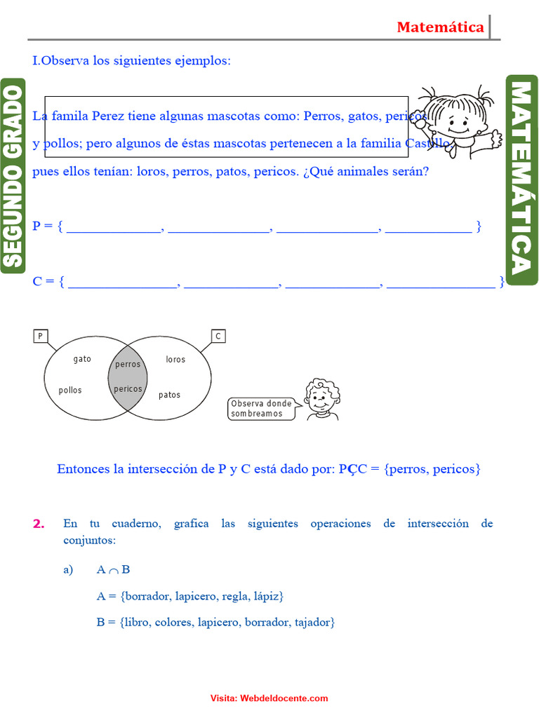 Intersección de Conjuntos para Segundo Grado de Primaria | PDF