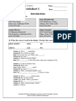 LEVEL C Worksheet 1: Introductions