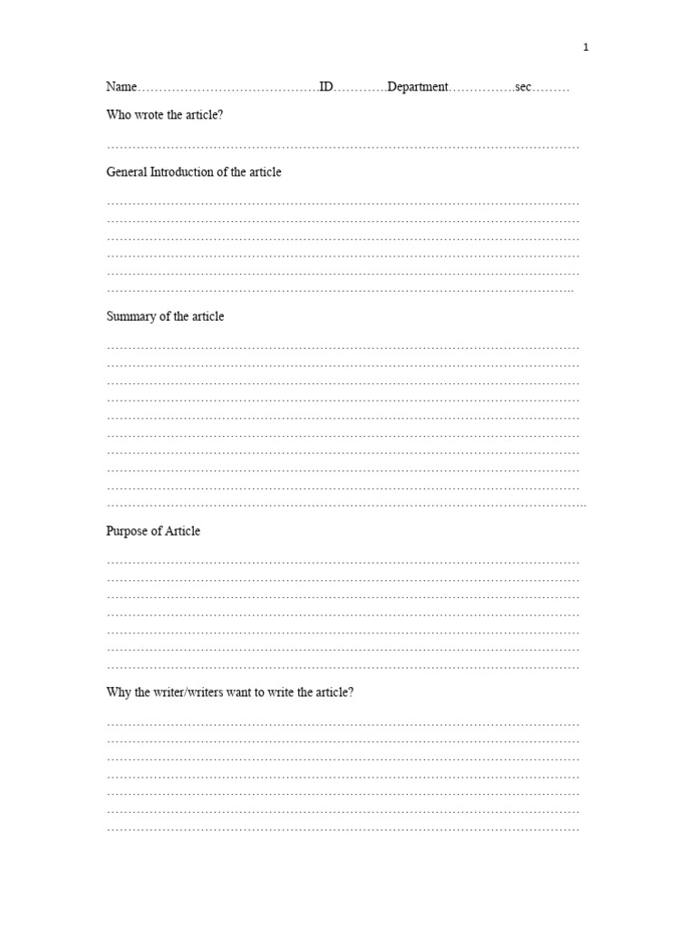 Article Analysis and Summary Guide | PDF | Methodology | Science