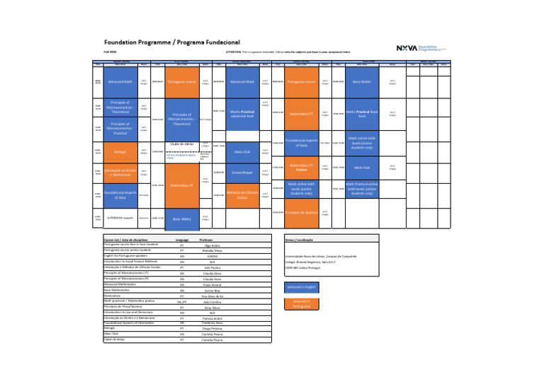 Timetable Fall23 Pdf Science Observation