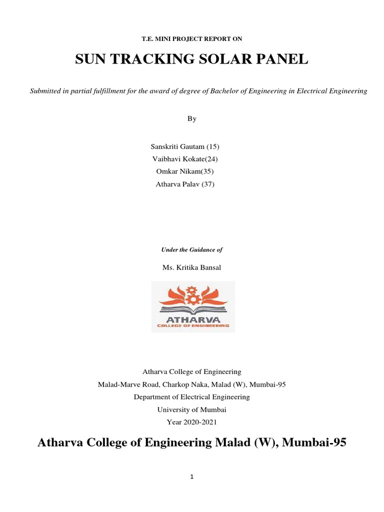 Sun Tracking Solar Panel Project Report | PDF | Solar Cell | Arduino