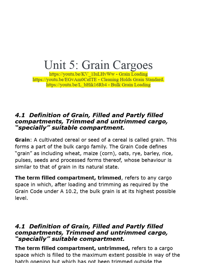 Securing and Trimming Grain Cargoes | PDF | Ships | Hull (Watercraft)
