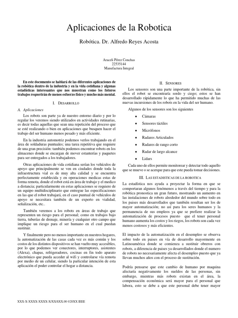 Aplicaciones de la Robótica en la Industria | PDF | Robot | Robótica