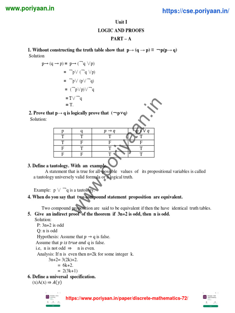 Logic and Proofs in Discrete Mathematics | PDF | Vertex (Graph Theory ...