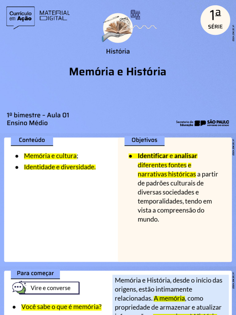 Memória e História: Identidade e Cultura | PDF | Memória | Historiador