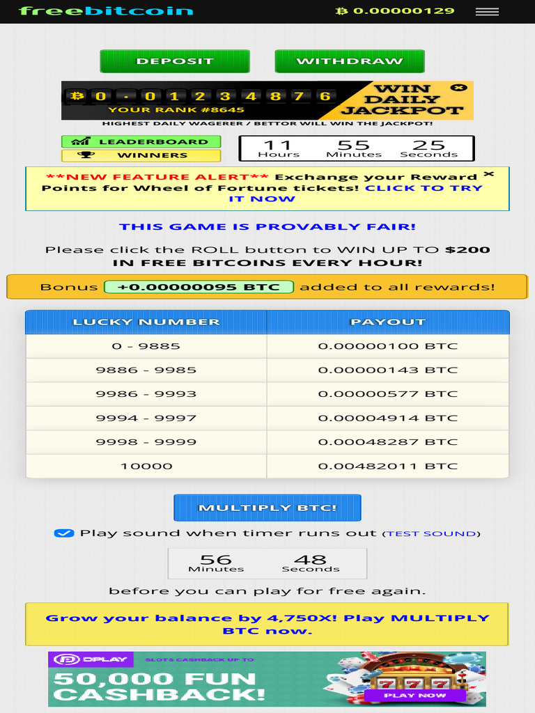 Win Free Bitcoins Hourly | PDF