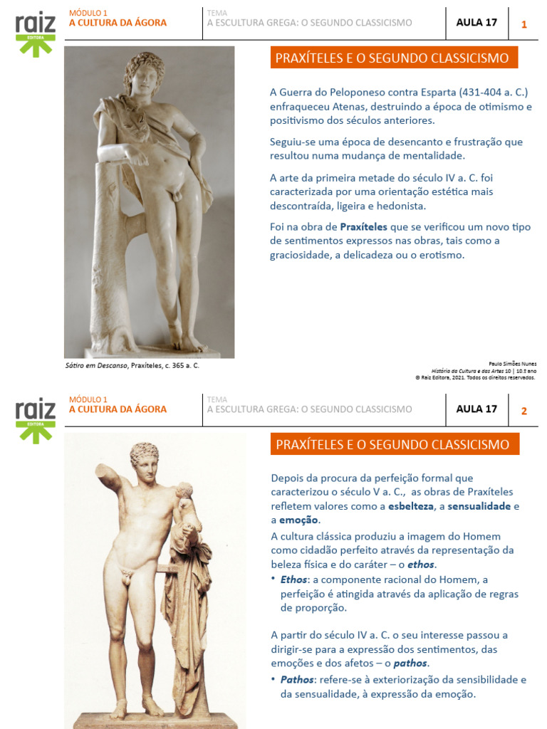 Escultura Grega: Praxíteles e Classicismo | PDF | Período Helenístico ...