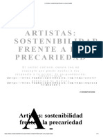 Artistas - Sostenibilidad Frente A La Precariedad