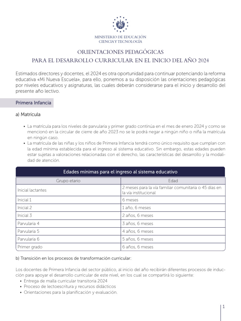 Orientaciones Pedagógicas 2024 Preescolar | PDF | Enseñando | Plan de ...