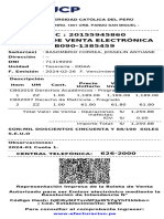 RUC: 20155945860 Boleta de Venta Electrónica B090-1385459: Pontificia Universidad Católica Del Perú