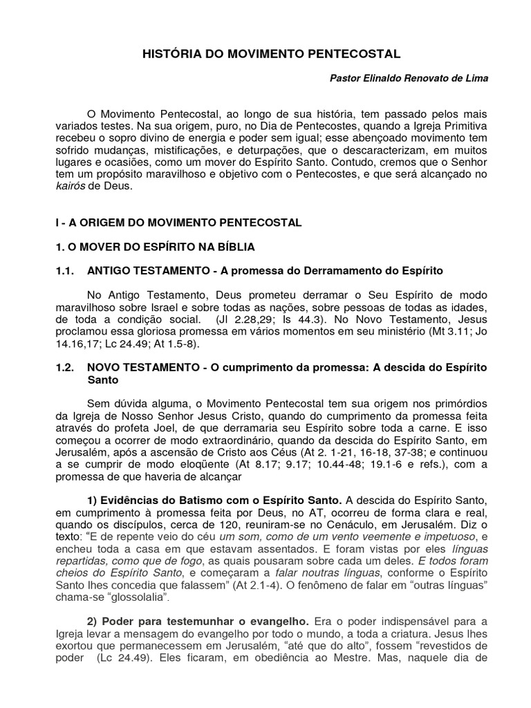 Historia Do Movimento Pentecostal Atualizada Pdf Pentecostalismo