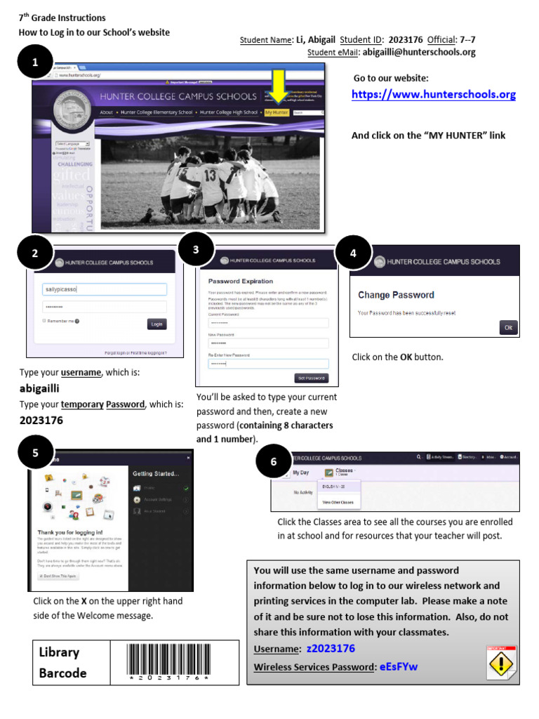Hunter School Login Instructions | PDF | User (Computing) | Login