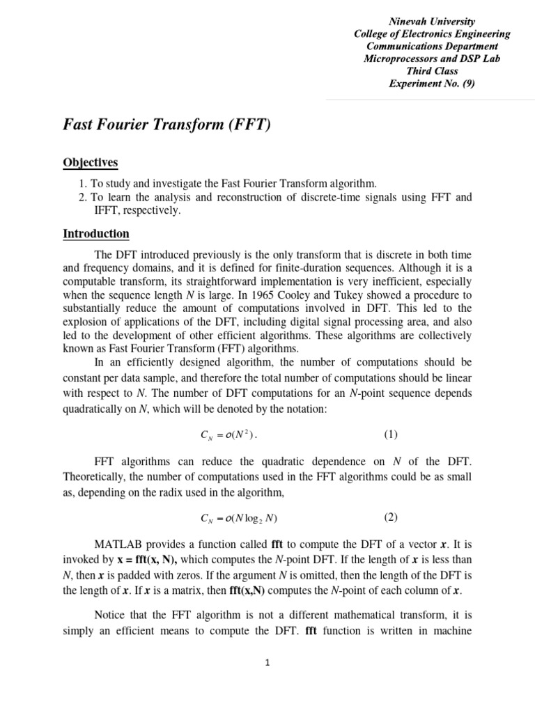 FFT Analysis for Signal Processing | PDF | Fast Fourier Transform ...