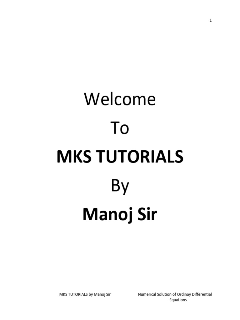 1607694549091numerical Solution Of Ode Pdf Ordinary Differential