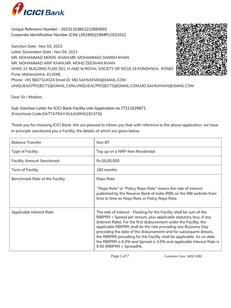 Khan sanction letter pdf banks credit card