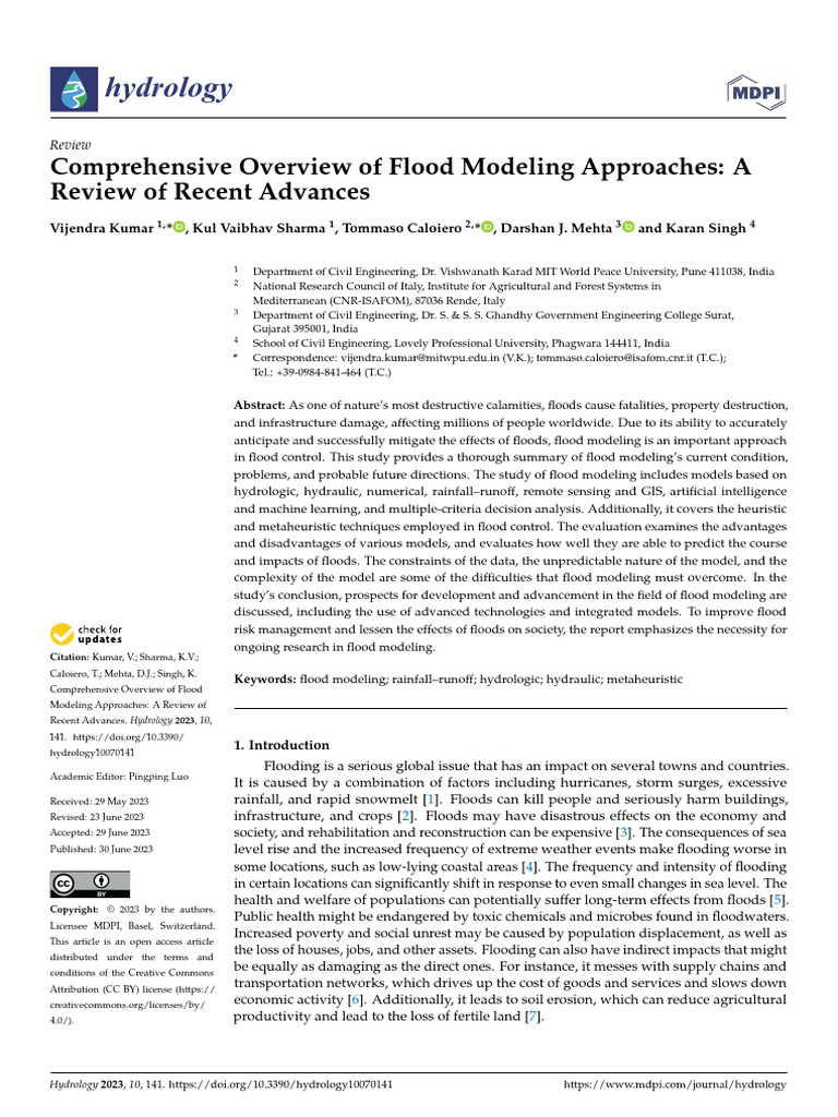 VVI CASESTUDY Hydrology 10 00141 v2 | PDF | Flood | Hydrology