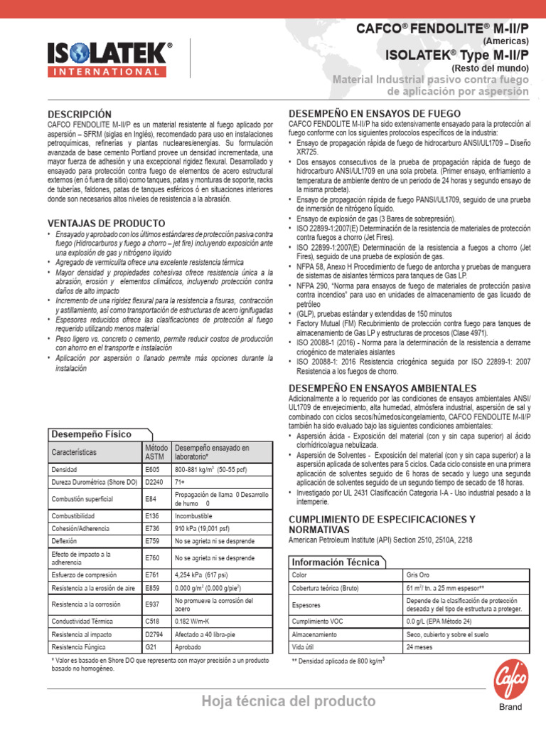CAFCO FENDOLITE M lIP - I TDS ES - 04 21 | PDF | Aislamiento térmico ...