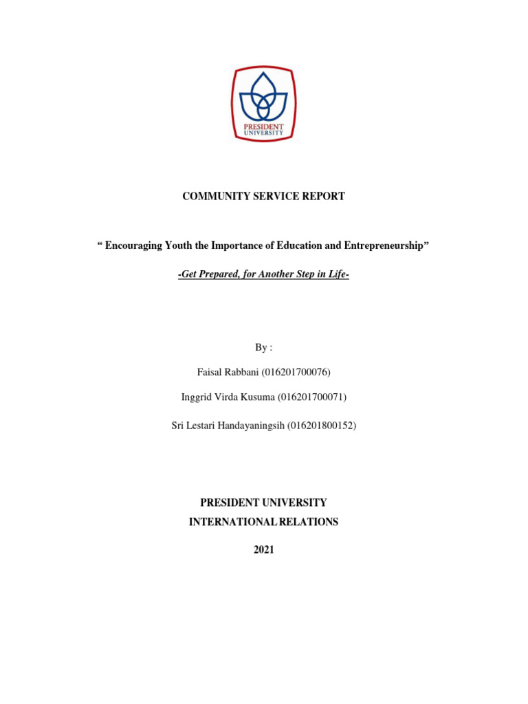 Community Service Report Sample Pdf For Students