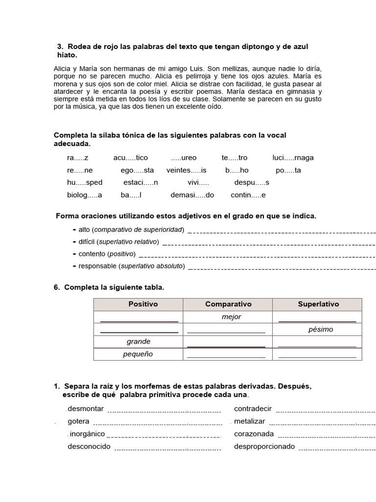 Ejercicios de Gramática y Léxico | PDF | Voz humana | Fonética