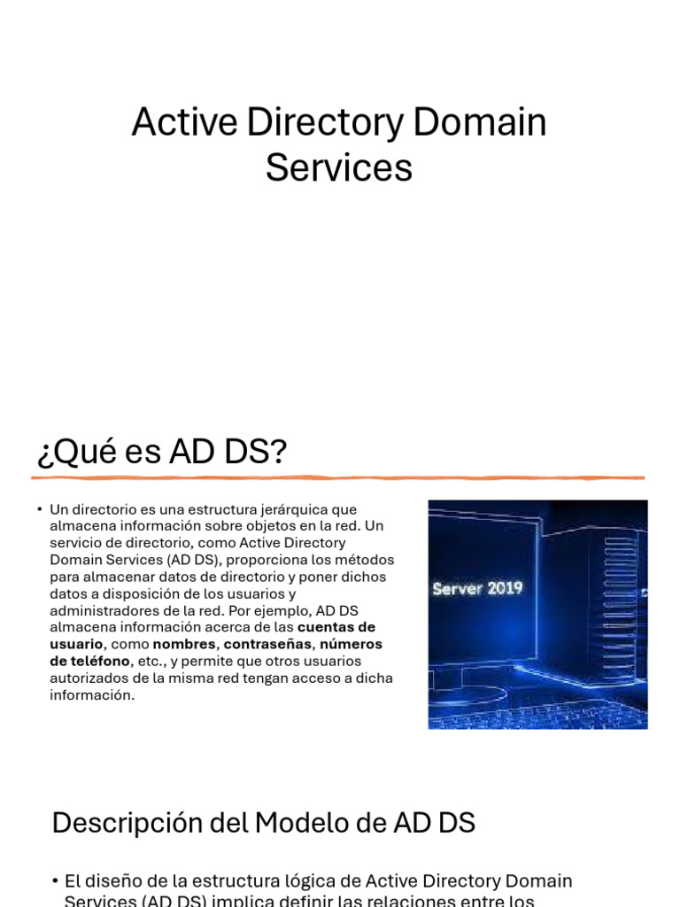 Active Directory Domain Services | PDF | Directorio Activo | Usuario ...