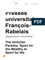 Presses Universitaires François-Rabelais: The Victorian Paradox. Sport For The Wealthy To Sport For The