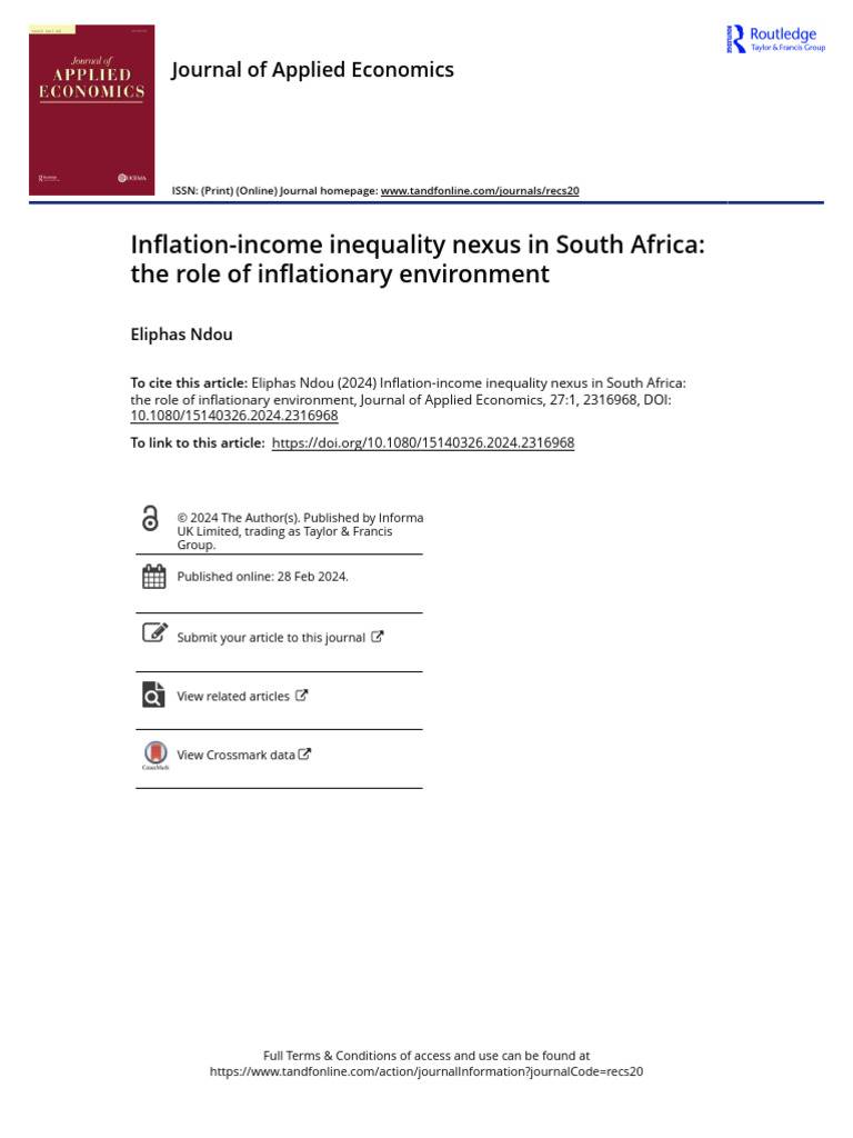 Inflation and Income Inequality in South Africa | PDF | Inflation ...