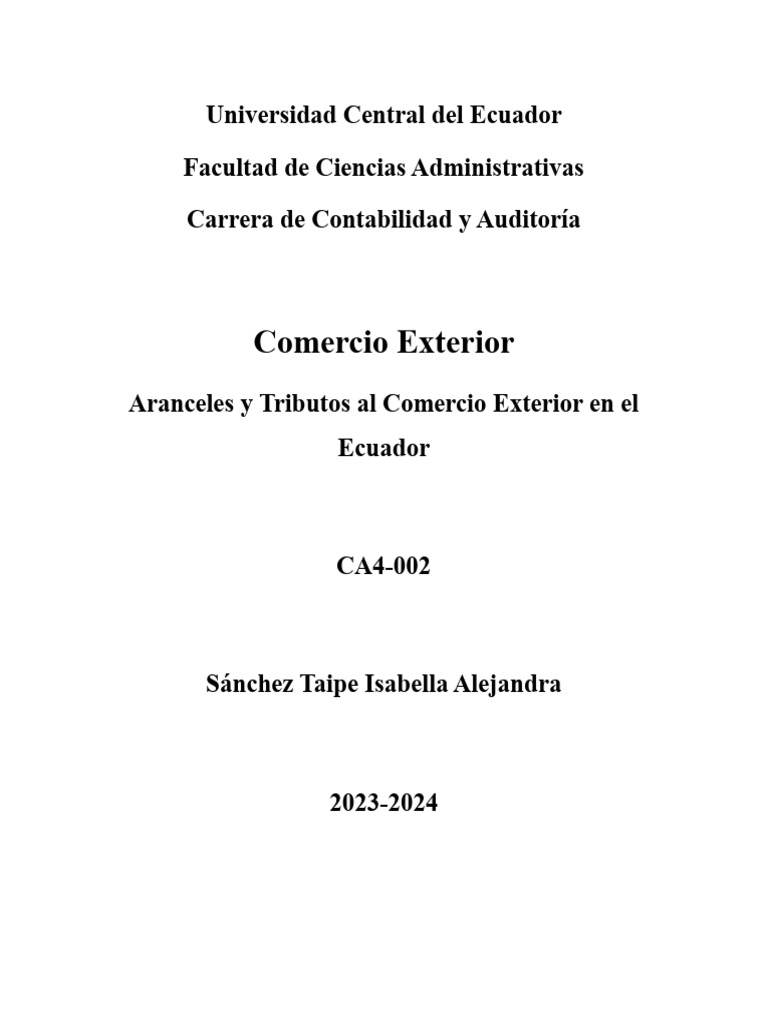 Aranceles y Tributos en Comercio Exterior ECU | PDF | Impuestos | Arancel