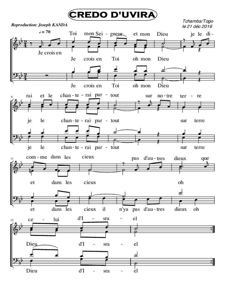 Credo d'Uvira - Paroles et Partition | PDF | Doctrines et croyances ...