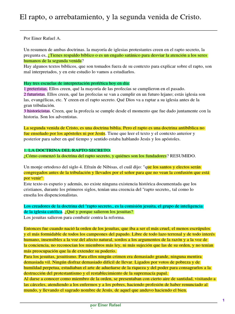 Rapto Secreto vs. Segunda Venida de Cristo | PDF | Éxtasis | Jesús