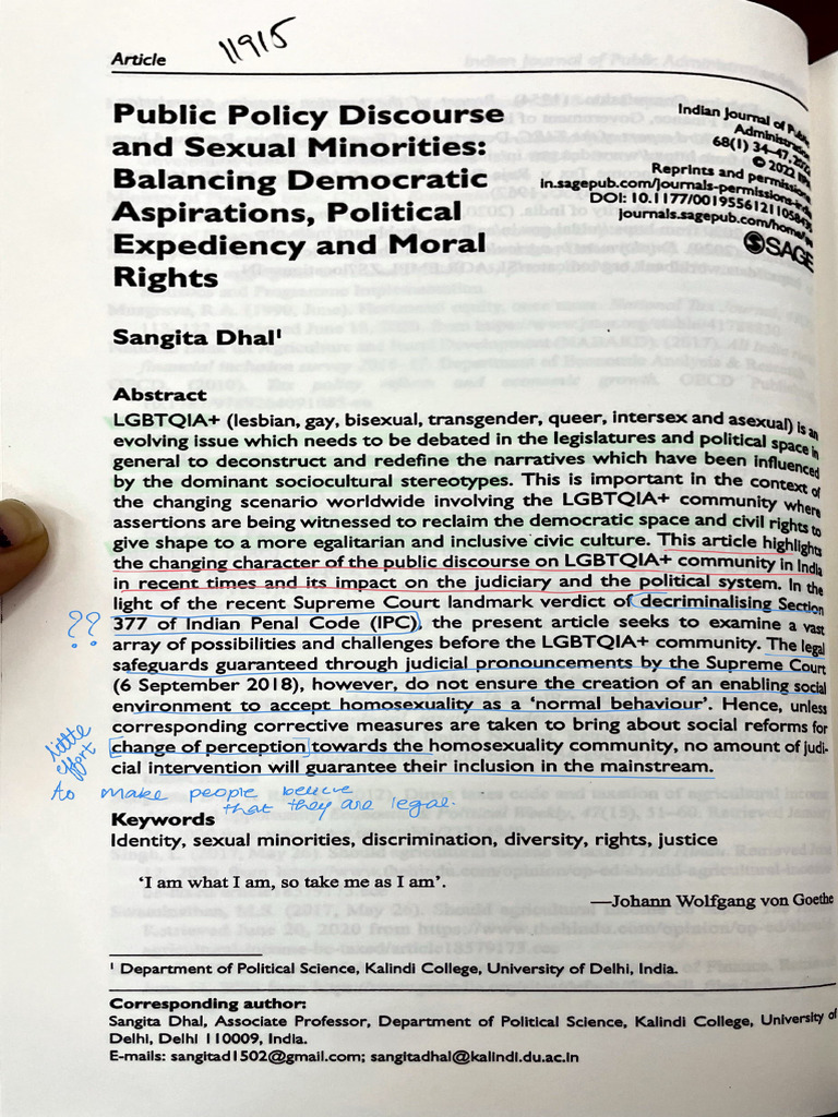 Public Policy Discourse and Sexual Minorities: Balancing Democratic ...