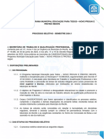 Edital N 001 - 2024 - Inscrições Do Processo Seletivo - Novo Prouni e Protec Recife 2024.1