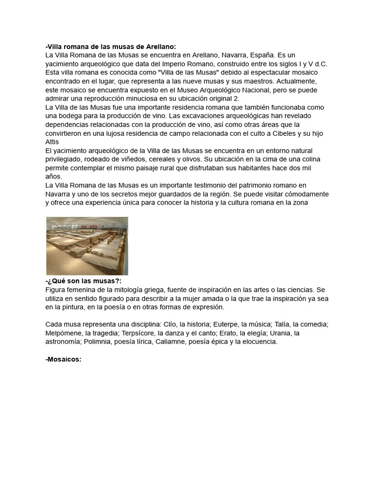Villa Romana de las Musas en Arellano | PDF | Musa | imperio Romano