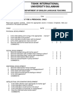 Preschool Child Observation Checklist Form
