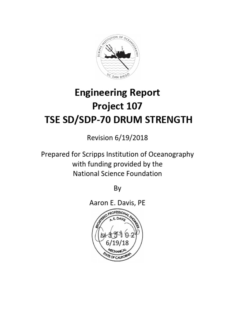 TSE, ENGINEERING REPORT, TSE SDP-70 Drum Strength | PDF | Strength Of ...