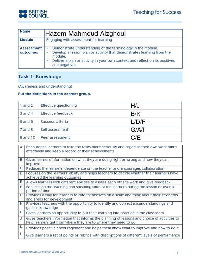Enhancing Assessment for Learning | PDF | Educational Assessment | Learning