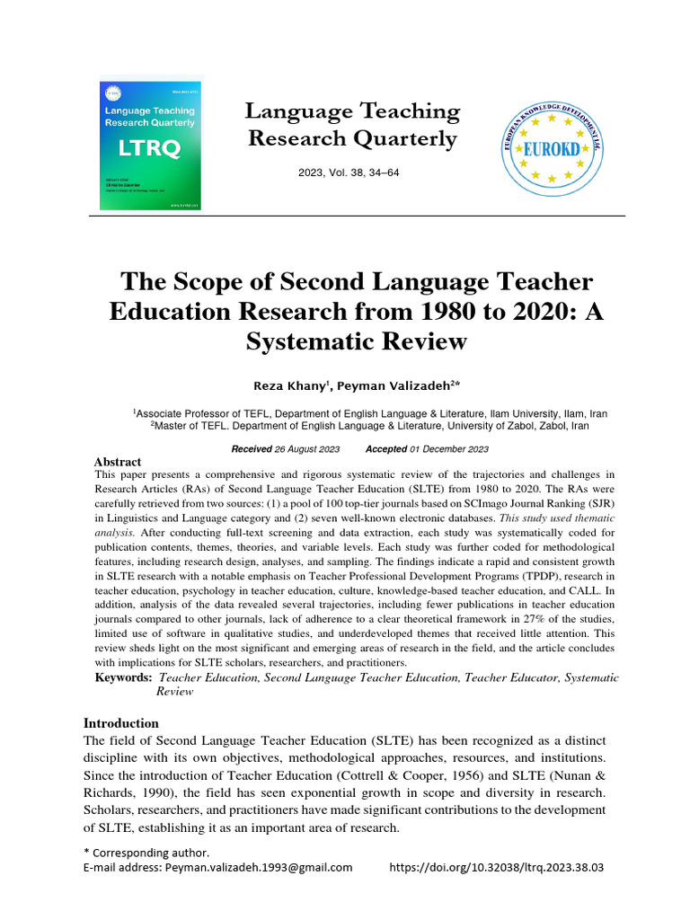Systematic Review of SLTE Research Trends | PDF | Sampling (Statistics ...