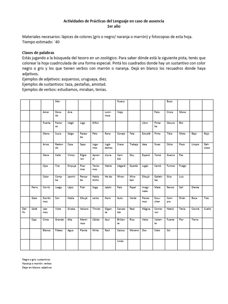 Actividades de Lenguaje para 1er Año | PDF | Artes del Lenguaje y ...