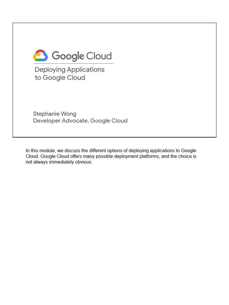 Google Cloud App Deployment Options | PDF | Cloud Computing | Mobile App