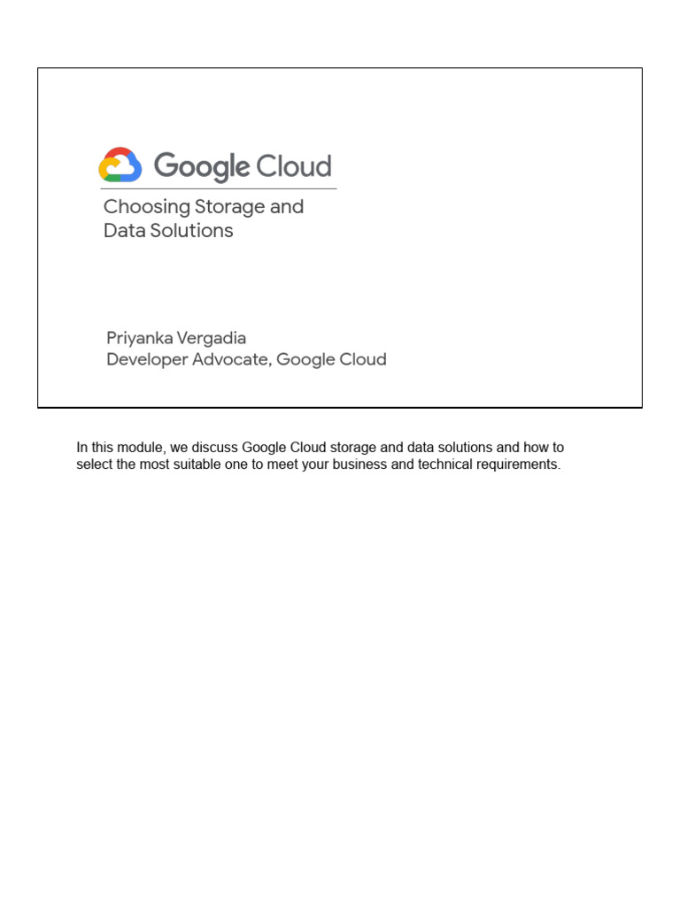 Google Cloud Storage Solutions Overview | PDF | No Sql | Replication ...