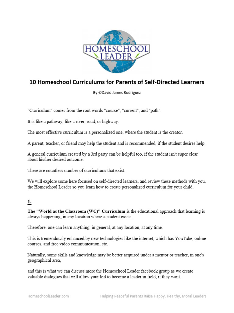 10 Homeschool Curriculums For Parents of Self Directed Learners EOC ...