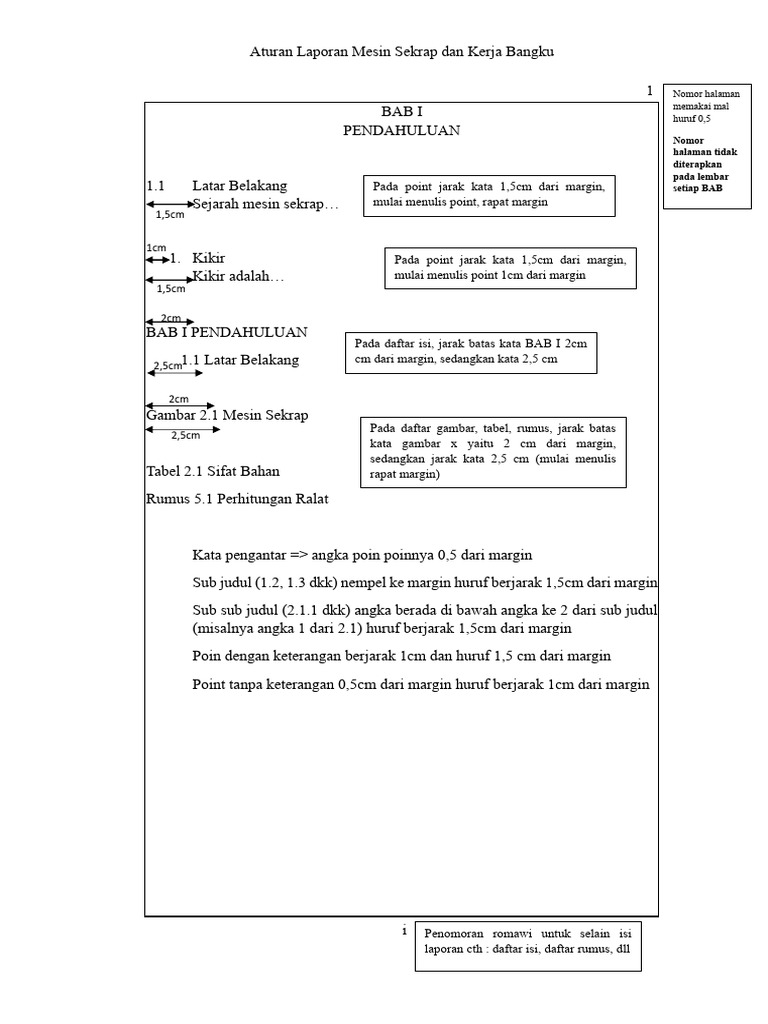 Aturan Penulisan Laporan Teknik Mesin | PDF