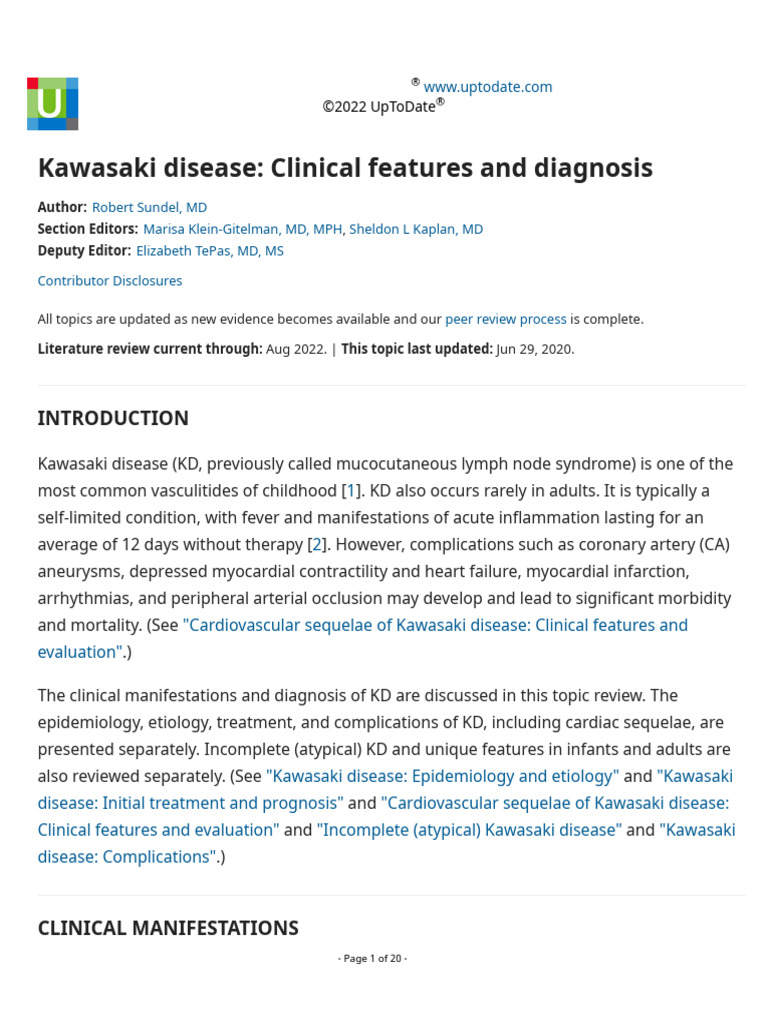 Kawasaki Disease Clinical Features and Diagnosis | PDF | Health ...